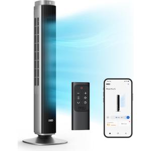 DREO Tower Fan for Bedroom, Standing Oscillating Fan with 40ft Far Airflow, 20dB Quiet, 12 Speeds, 28ft/s Velocity, Smart Control, DC Motor, 42 inch, 90 Oscillation, 4 Modes, 12H Timer, Pilot Pro S