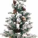 Tabletop Christmas Tree 2ft Artificial Mini Christmas Tree, Pine Cones Frosted Snow Branches Small Flocked Christmas Tree for Desk or Bedroom, Table Top Xmas Tree for Holiday Indoor Christmas Decor
