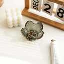 GISK Grey Flower Jewelry Ring Dish Tray,Decorative Glass Trinket Dish,Room Decor Aesthetic, Modern Accent Tray for Vanity (Grey A)
