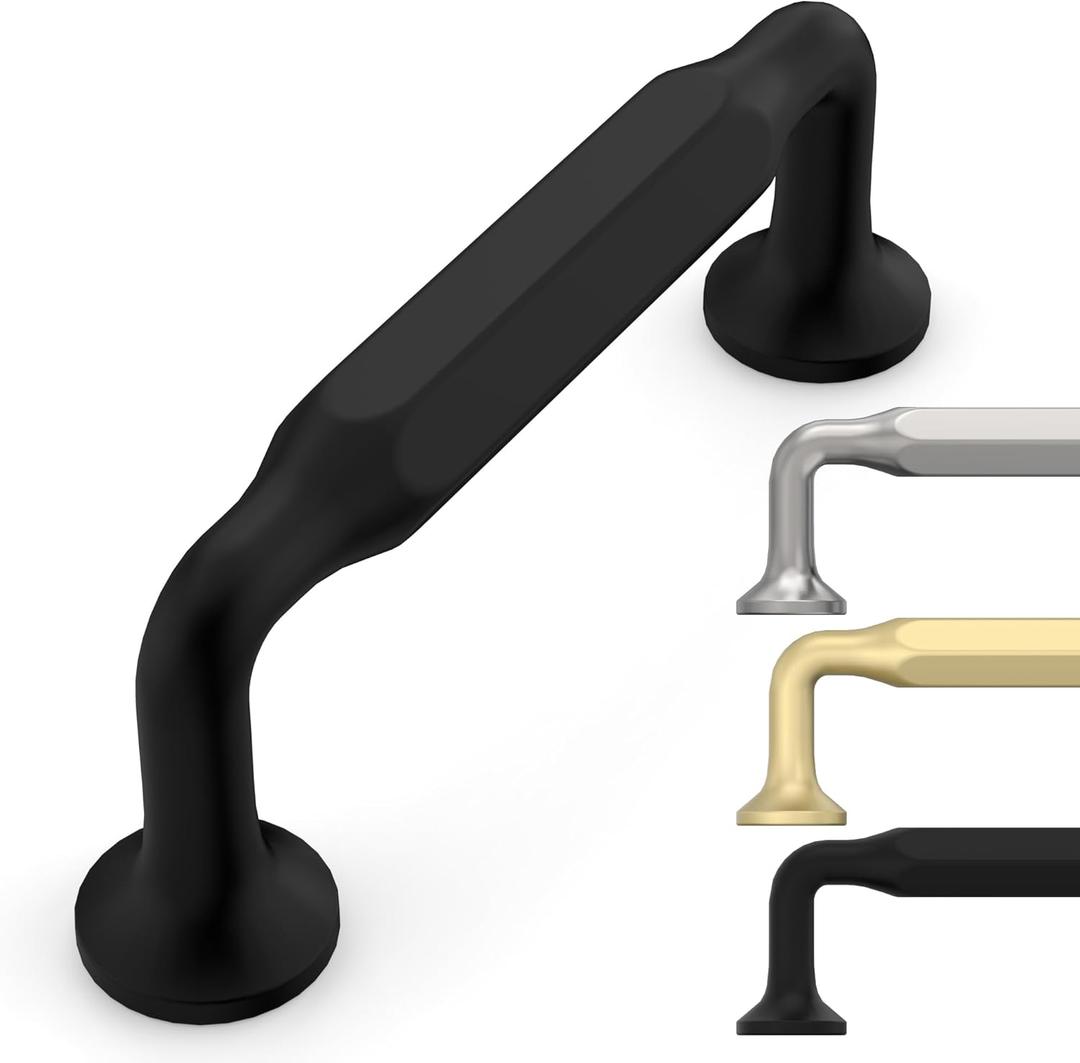 9BUILD 10 Pack 3 Inch Cabinet Pulls Matte Black Kitchen Cabinet Handles Hardware Kitchen Handles for Cabinets Black Drawer Pulls (3"/76MM Hole Center)