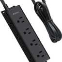 Surge Protector Power Strip - 12 Widely Spaced Multi Outlets, Wall Mount, 3 Side Outlet Extender with Extension Cord, Flat Plug, Overload Protection, Home Office Dorm Room Essentials (5FT, Black)