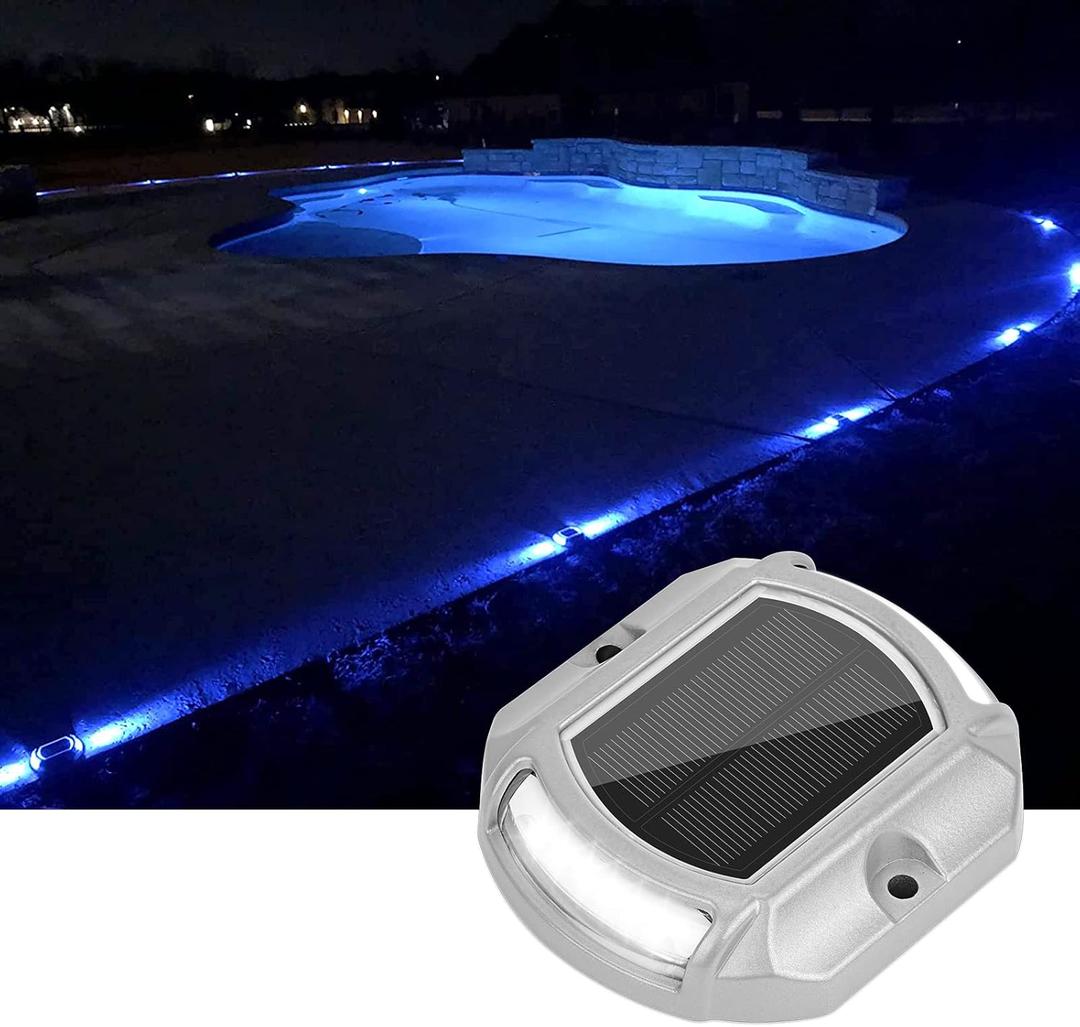 VOLISUN Solar Deck & Driveway Lights, 4 Pack Led IP67 Waterproof Outdoor Warning Step Lights for Garden Pathway Yard (White)