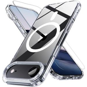 2 x Anti-Yellowing Magnetic for iPhone Air Case with 1 Screen Protector [Mil-Grade Drop Protection] [Compatible with Magsafe] Shockproof Slim Transparent Protective Phone Case, Clear