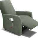 3 Pieces Stretch Recliner Chair Covers, Plush Fabric Washable Slipcover for Extra Small Lazy Boy Chairs (Green)