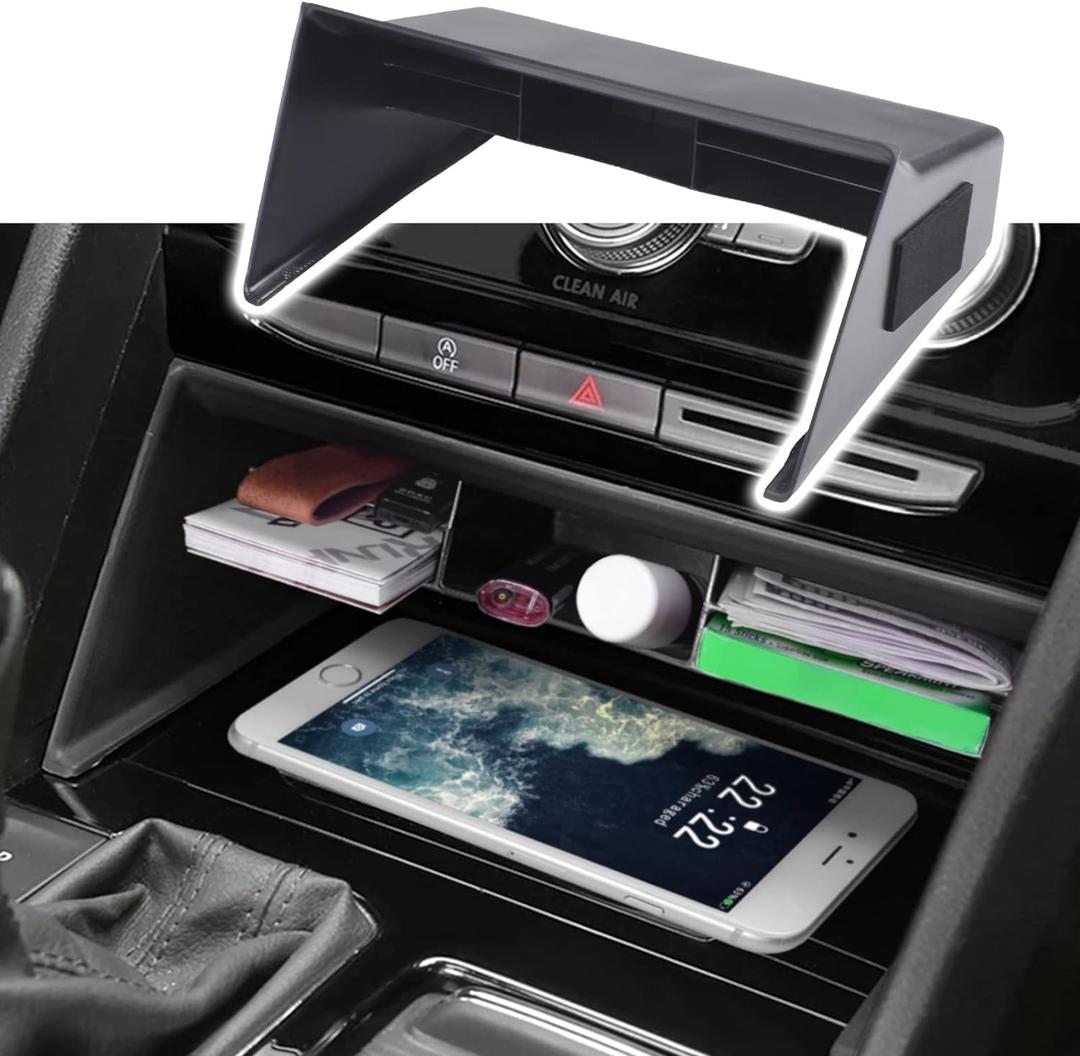 RUNROAD Atlas Center Console Organizer Compatible with VW Atlas and Cross Sport 2018-2023 Accessories, Middle Console Organizer Insert Secondary Storage Tray Coin Holder ABS Armrest Box