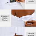 SANTINY Pleated Tennis Skirt for Women with 4 Pockets Women's High Waisted Athletic Golf Skorts Skirts for Running Casual (Large, B White)