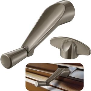 3/8 Inch Window Crank Handle with T-Handle, Fits 3/8 Inch 12 Spindles Only, Compatible with Anderson Casement Crank Window Handle, Smooth 360-Degree Operation, Stone Finish(2 Pack)