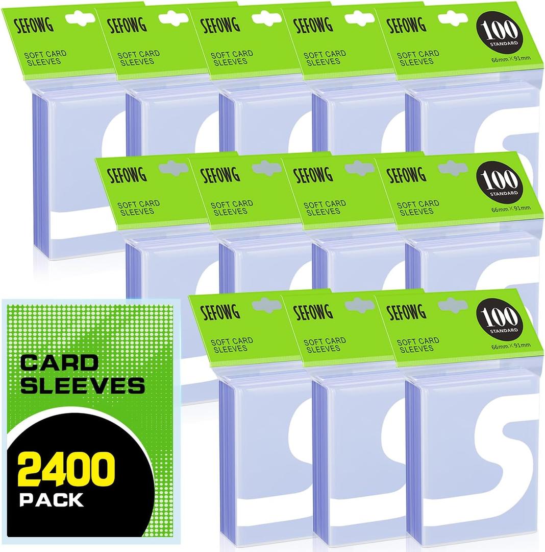 2400ct Clear Card Sleeves for Trading Cards, Baseball Sports Soft Sleeves, Ultra Soft Plastic Card Protector Sleeve for Football, MTG, PKM, Game, Standard Cards