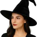 Witch Hat,wizard hat, Witch Costume  Spooky Vintage Halloween Accessory for Cosplay & Costume Parties (Black)