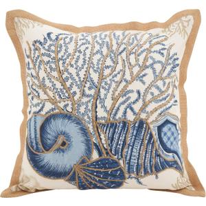 SARO LIFESTYLE Neptunian Collection Cotton Throw Pillow, 20", Seashells (5436)