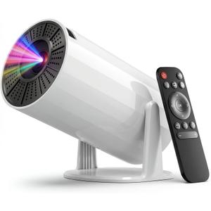 LJYT mini projector, 1080P Portable Projector, Support 4KWiFi 6, Android 11 ,200 ANSI Lumens, Auto Keystone, Bluetooth 5.4, 210 Rotation, Compatible with TV Stick/HDMI/USB/Smartphone (White)
