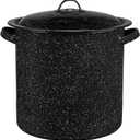 Granite Ware 15.5-Quart Stockpot, Large Capacity for Soups, Stews, Pasta - Durable Graniteware with Non-Stick Surface for Easy Cleaning - Chip-Resistant & Even Heat Distribution (Speckled Black)