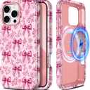 Casetego for iPhone 16 Pro Max Case,Compatible with MagSafe,[Military Grade Drop Test] Full Body Protection Slim Shockproof Rugged Marble Women Girls Case for iPhone 16 Pro Max 6.9 inch,Gold Bowknot