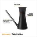 Fiskars Indoor Watering Can, Long Reach Spout for Precision Hydration on Houseplants, Anti-Drip Nozzle with Translucent Volume Markings, Ergonomic Recycled Plastic Body, 40 oz, Black