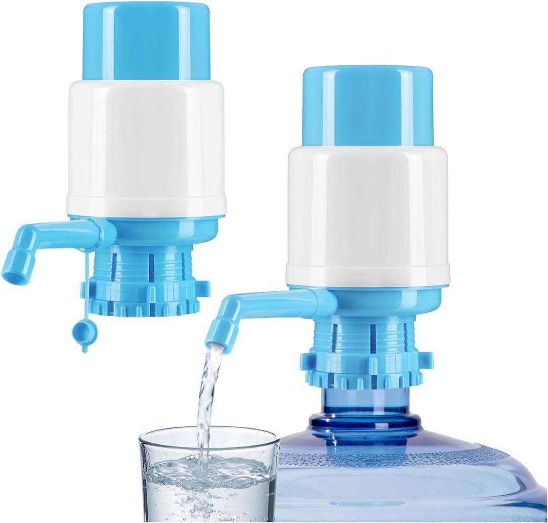 2pcs Water Bottles Dispenser Blue Manual Hand Pressure Drinking Fountain Pressure Pump Water Press Pump (Aqua)