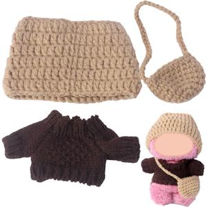 17cm Clothes Set(NO Doll), Cute Hat & Unique Sweater Dress-up Set, Handmade Clothing Designed for 17cm Doll.(Sweater(Brown))