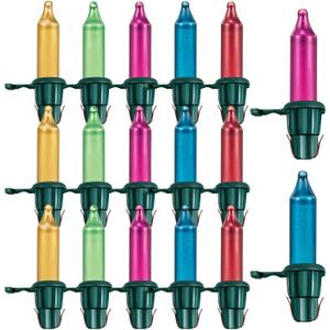 Mudder 200 Count Replacement Christmas Tree Light Bulbs 2.5v 0.425 Watt Mini Replacement Light Bulb Incandescent Wire String Lights Prelit Xmas Tree Decoration(Green Base with Pastel Color Bulb)