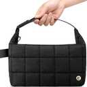 Lunch Bag for Women & Men, Quilted Puffer Lunch Box for Women, Insulated Leakproof Cooler Tote Bags with Adjustable Shoulder Strap for Work Picnic Travel,Black