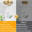 Flush Mount Ceiling Light Fixtures, 2-Light Gold Ceiling Mount for Farmhouse with Seeded Glass Lampshade, Industrial Flush Mount Light Fixture Farmhouse for Hallway, Kitchen, Entryway and Foyer
