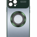 MAKAVO Magnetic for iPhone 12 Pro Max Case, Compatible with MagSafe, Built-in Camera Lens Protector, Logo View, Military Grade Drop Proof Phone Case Cover, Green