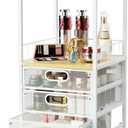 HapiRm Makeup Organizer Storage Cart - Floor Skincare Make Up Storage with 4 Drawers, Rolling Makeup Cart Vanity Organizer Cosmetics Display Cases Holder for Skin Care Perfume Nail Polish (Natural)