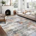 vivorug Washable Rug, Ultra Soft Area Rug 6x9, Non Slip Abstract Rug Foldable, Stain Resistant Rugs for Living Room Bedroom, Modern Fuzzy Rug (Gray/Rust, 6'x9') (Colorful/ Multi)