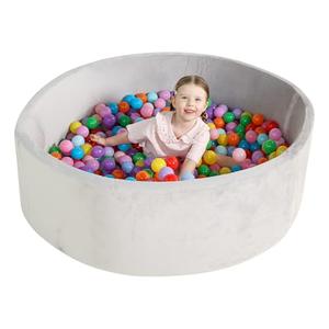 TRENDBOX Extra Large Foam Ball Pit for Toddlers, 47x14 inch Soft Baby Ball Pit with Washable Velvet Cover (Balls not Included)-Grey