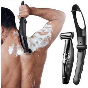 Mens Back Shaver with Long Handle, Multifunctional Self-Service Electric Back Hair Razor with Detachable Handle, Trimmer for Men with Back Attachment for Wet and Dry Use