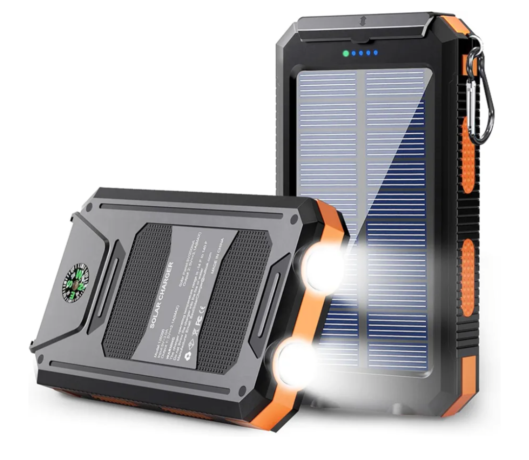 Solar Power Bank - 36800mAh Solar Phone Charger, USB-C QC3.0 Fast Charger with LED Flashlight, IP65 Waterproof Portable Power Bank for Camping, Hiking Outdoor Activities（Orange）