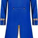 IBTOM CASTLE Men's Steampunk Vintage Tailcoat Jacket Gothic Medieval Victorian Frock Button Down Swallow Coat Uniform Costume (Blue, XL)