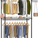 Heavy Duty Rolling Garment Rack, 3 Tiers Wire Shelves Adjustable Freestanding Portable Rolling Clothing Rack with Lockable Wheels, 44.9''L x 15.8''W x 78.8''H, Max Load 600LBS