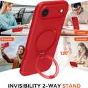 Compatible with iPhone Air Case with Stand, Full Camera Protection Slim Liquid Silicone Phone Cases for iPhone 17 Air Compatible with MagSafe Magnetic Ring Kickstand Case 6.5", Red