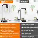 Set of 2 Industrial Touch Control Table Lamps with USB C+A Ports and AC Outlet - 3-Way Dimmable Black Bedside Lamps Nightstand Desk Lamps for Bedroom Living Room, Glass Shade & 2 LED Bulbs Included