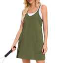 HanaHola Women Tennis Workout Romper Mini Dress Summer Sleeveless Spaghetti Strap Athletic Sports Dress with Shorts(Army Green, X-Small) (Green, XS)