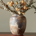 Smiletag Rustic Vase for Home Decor, Farmhouse Terracotta Vases, Stone Vases, Large Vases for Living Room Decor, Rustic Flower Vase Decoration for Living Room 2 Pack Size L&M