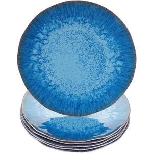 Melamine Dinner Plate Plastic Bread Butter Plates Set of 6 Pcs 11 inch Lightweight Shatter Proof Chip Resistant Dishwasher Safe Not Microware Not Oven(Light Blue)