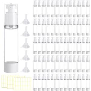 65 Pcs 1.7oz/50ml Clear Airless Pump Bottles for Shampoo Liquid Toiletry Refillable Travel Size Bottles Dispenser, Cosmetic Empty Lotion Pump Containers