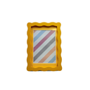  Picture Frame with Mat for Wavy Edge Wooden Real Glass Photo Frame for Tabletop and Wall Hanging, Yellow, 1 Pack, 8×10in