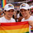 Pride Trucker Hat for Men & Women, LGBTQ Rainbow Flag Mesh Baseball Cap | Pride Month Gift for LGBT Parades & Parties, Adjustable Breathable Embroidered Quick Dry Hat (White)