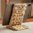 Ahyra Handwoven Water Hyacinth Phone Stand for Desk, Mid-Century Cell Phone Holder, Sturdy Tablet Stand for Office, Cute Boho Home Decor (Natural, Standard)