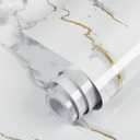 practicalWs Glossy Marble Wallpaper Peel and Stick White/Gold Granite Contact Paper Removable Wall Paper for Kitchen Countertop Cabinet Furniture 23.6" x 118"