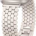 Minyee Metal Bands Compatible with Fitbit Sense 2/Versa 4/Versa 3/Sense Bands Women, Dressy Stainless Steel Chain Honeycomb Designer Luxury Chic Link Bracelet Wristband Replacement Strap for Versa 4
