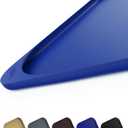 Smilool Silicone Pet Food Mat with Raised Edge for Food and Water Bowl, Dog Feeding Mats, Cat Food Trays for Floor Waterproof, Rubber Tray for Dogs and Cats, 22 x 14 x 0.8 Navy Blue