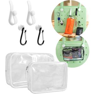 Trendy Beach Bag Accessories Set For Bogg Bag, Phone Storage Bag, 6Pcs Hooks, 2Packs Clear Bags, (White) Trendy Beach Bag Accessories Set For Bogg Bag, Phone Storage Bag, 6Pcs Hooks, 2Packs Clear Bags, (White)