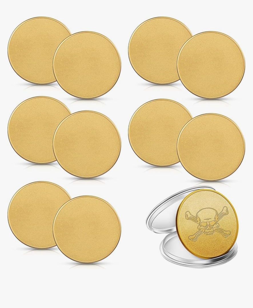 Yinkin 10 Pieces Blank Challenge Coin Threaded Edged 40 mm with Acrylic Protection Box Laser Engravable Pattern for DIY Crafts Birthday Travel Commemorative Collection