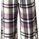SOLY HUX Women's Plaid Checkered Pants Flannel Pajama Pants Lounge Wide Leg Baggy Sweatpants with Pockets (Violet Purple Plaid)