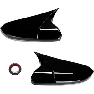 Moonlinks Compatible with 2016-2021 Honda Civic Side Ox Horn Mirror Cover Overlay, Glossy Black LH & RH Side Door Rearview Mirror Cap Trim for 10th Gen Civic,2019-2022 Insight,(1 Pair)