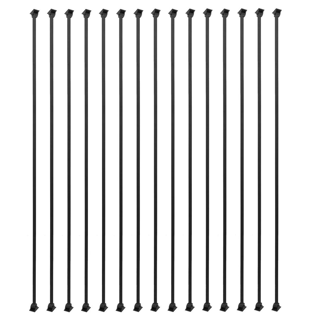 15 Pack Iron Balusters Square Hollow Stair Spindles 1/2" Metal Balusters with Iron Baluster Swivel Shoes for Staircase