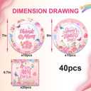 Egami 48pcs Mother's Day Party Supplies,include 24 dessert plate, 24 Napkin,Used for Mother's Day Birthday Party Decoration