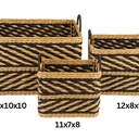 Basket Set of 3 – Rectangular Woven Storage Baskets with Handles – Sizes 14x10x10, 12x8x9, 11x7x8 in